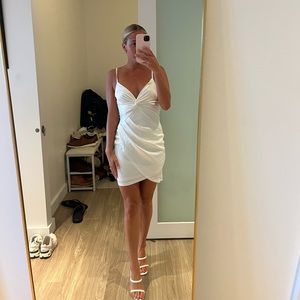 Gimme the Twist White Twist-Front Bodycon Mini Dress- worn 1x
